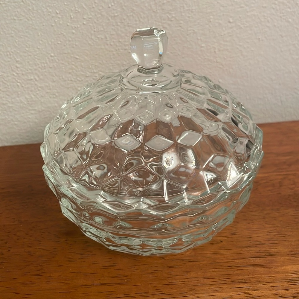 Vintage Candy Dish with Lid Indiana Glass Co. or Trinket Dish